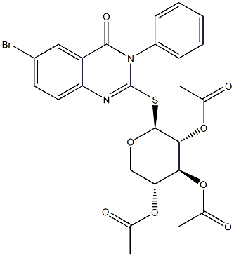 6-bromo-4-oxo-3-phenyl-3,4-dihydro-2-quinazolinyl 2,3,4-tri-O-acetyl-1-thiopentopyranoside 구조식 이미지