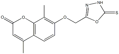 4,8-dimethyl-7-[(5-thioxo-4,5-dihydro-1,3,4-oxadiazol-2-yl)methoxy]-2H-chromen-2-one 구조식 이미지