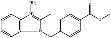 1-amino-3-[4-(methoxycarbonyl)benzyl]-2-methyl-3H-benzimidazol-1-ium Structure