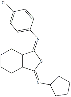 N-(4-chlorophenyl)-N-(3-(cyclopentylimino)-4,5,6,7-tetrahydro-2-benzothien-1(3H)-ylidene)amine Structure