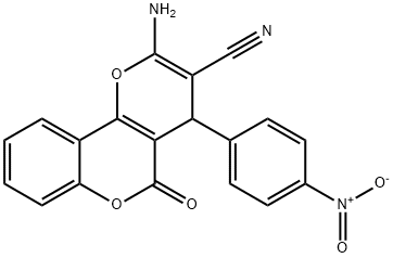 2-amino-4-{4-nitrophenyl}-5-oxo-4H,5H-pyrano[3,2-c]chromene-3-carbonitrile 구조식 이미지