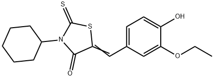 3-cyclohexyl-5-(3-ethoxy-4-hydroxybenzylidene)-2-thioxo-1,3-thiazolidin-4-one 구조식 이미지