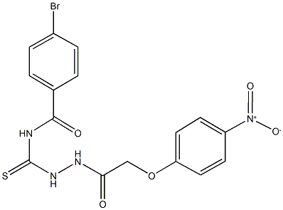 4-bromo-N-{[2-({4-nitrophenoxy}acetyl)hydrazino]carbothioyl}benzamide Structure