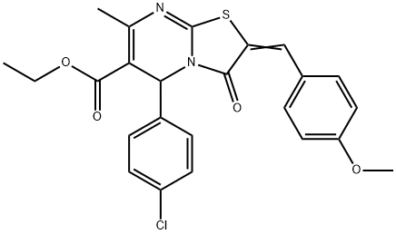 ethyl 5-(4-chlorophenyl)-2-(4-methoxybenzylidene)-7-methyl-3-oxo-2,3-dihydro-5H-[1,3]thiazolo[3,2-a]pyrimidine-6-carboxylate 구조식 이미지