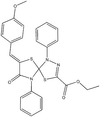 ethyl 7-(4-methoxybenzylidene)-8-oxo-1,9-diphenyl-4,6-dithia-1,2,9-triazaspiro[4.4]non-2-ene-3-carboxylate Structure