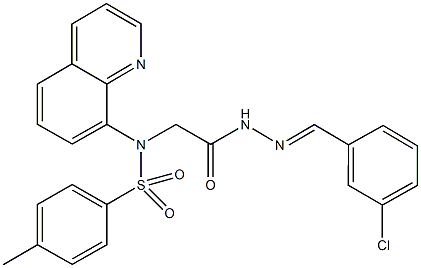 N-{2-[2-(3-chlorobenzylidene)hydrazino]-2-oxoethyl}-4-methyl-N-(8-quinolinyl)benzenesulfonamide 구조식 이미지