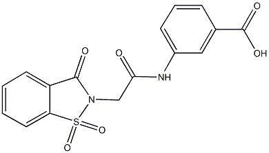 3-{[(1,1-dioxido-3-oxo-1,2-benzisothiazol-2(3H)-yl)acetyl]amino}benzoic acid Structure