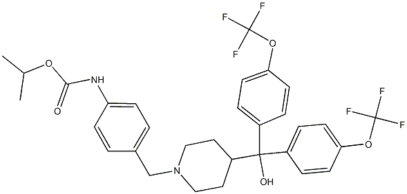 isopropyl 4-{[4-(hydroxy{bis[4-(trifluoromethoxy)phenyl]}methyl)-1-piperidinyl]methyl}phenylcarbamate 구조식 이미지