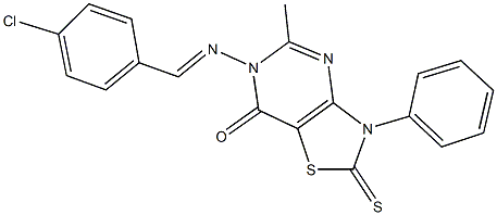 6-[(4-chlorobenzylidene)amino]-5-methyl-3-phenyl-2-thioxo-2,3-dihydro[1,3]thiazolo[4,5-d]pyrimidin-7(6H)-one Structure