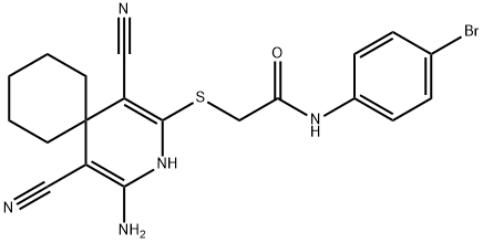 2-[(4-amino-1,5-dicyano-3-azaspiro[5.5]undeca-1,4-dien-2-yl)sulfanyl]-N-(4-bromophenyl)acetamide 구조식 이미지