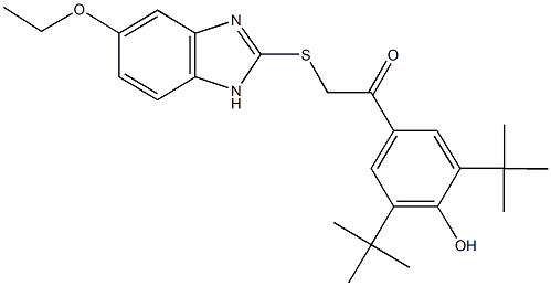 1-(3,5-ditert-butyl-4-hydroxyphenyl)-2-[(6-ethoxy-1H-benzimidazol-2-yl)sulfanyl]ethanone Structure