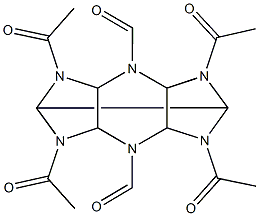 2,6,8,12-tetraacetyl-2,4,6,8,10,12-hexaazatetracyclo[5.5.0.0~3,11~.0~5,9~]dodecane-4,10-dicarbaldehyde 구조식 이미지