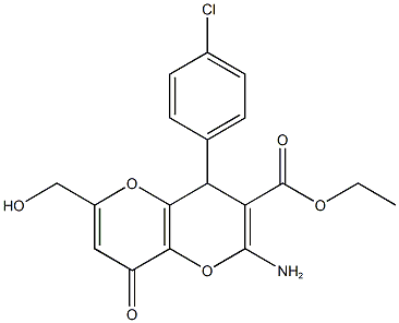 ethyl 2-amino-4-(4-chlorophenyl)-6-(hydroxymethyl)-8-oxo-4,8-dihydropyrano[3,2-b]pyran-3-carboxylate 구조식 이미지