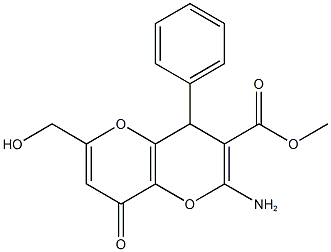 methyl 2-amino-6-(hydroxymethyl)-8-oxo-4-phenyl-4,8-dihydropyrano[3,2-b]pyran-3-carboxylate 구조식 이미지