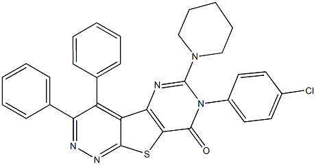 7-(4-chlorophenyl)-3,4-diphenyl-6-(1-piperidinyl)pyrimido[4',5':4,5]thieno[2,3-c]pyridazin-8(7H)-one Structure