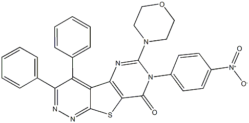 7-{4-nitrophenyl}-6-(4-morpholinyl)-3,4-diphenylpyrimido[4',5':4,5]thieno[2,3-c]pyridazin-8(7H)-one 구조식 이미지