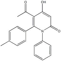 5-acetyl-4-hydroxy-6-(4-methylphenyl)-1-phenyl-2(1H)-pyridinone 구조식 이미지