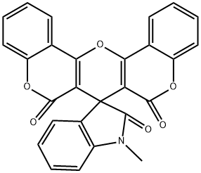 1'-methyl-1',3'-dihydrospiro[6H,7H,8H-chromeno[3',4':5,6]pyrano[3,2-c]chromene-7,3'-(2'H)-indole]-2',6,8-trione Structure