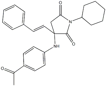 3-(4-acetylanilino)-1-cyclohexyl-3-(2-phenylvinyl)-2,5-pyrrolidinedione Structure