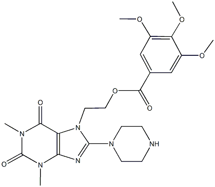 2-[1,3-dimethyl-2,6-dioxo-8-(1-piperazinyl)-1,2,3,6-tetrahydro-7H-purin-7-yl]ethyl 3,4,5-trimethoxybenzoate Structure