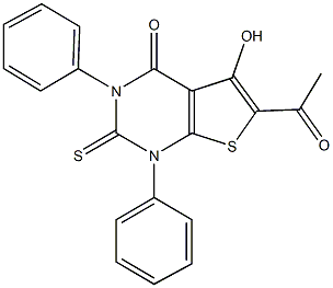 6-acetyl-5-hydroxy-1,3-diphenyl-2-thioxo-2,3-dihydrothieno[2,3-d]pyrimidin-4(1H)-one Structure