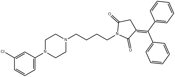 1-{4-[4-(3-chlorophenyl)-1-piperazinyl]butyl}-3-(diphenylmethylene)-2,5-pyrrolidinedione Structure