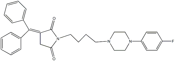 3-(diphenylmethylene)-1-{4-[4-(4-fluorophenyl)-1-piperazinyl]butyl}-2,5-pyrrolidinedione 구조식 이미지