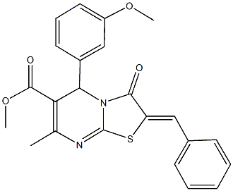 methyl 2-benzylidene-5-(3-methoxyphenyl)-7-methyl-3-oxo-2,3-dihydro-5H-[1,3]thiazolo[3,2-a]pyrimidine-6-carboxylate Structure