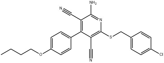 2-amino-4-(4-butoxyphenyl)-6-[(4-chlorobenzyl)sulfanyl]-3,5-pyridinedicarbonitrile Structure