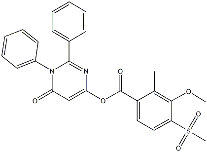 6-oxo-1,2-diphenyl-1,6-dihydro-4-pyrimidinyl 3-methoxy-2-methyl-4-(methylsulfonyl)benzoate 구조식 이미지