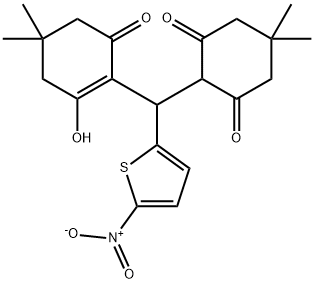 2-((2-hydroxy-4,4-dimethyl-6-oxo-1-cyclohexen-1-yl){5-nitro-2-thienyl}methyl)-5,5-dimethyl-1,3-cyclohexanedione Structure