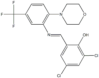 2,4-dichloro-6-({[2-(4-morpholinyl)-5-(trifluoromethyl)phenyl]imino}methyl)phenol 구조식 이미지