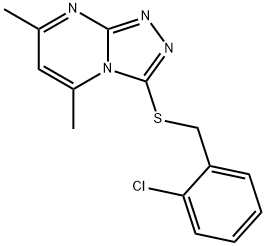 3-[(2-chlorobenzyl)sulfanyl]-5,7-dimethyl[1,2,4]triazolo[4,3-a]pyrimidine 구조식 이미지