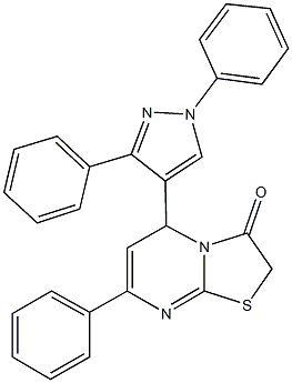 5-(1,3-diphenyl-1H-pyrazol-4-yl)-7-phenyl-5H-[1,3]thiazolo[3,2-a]pyrimidin-3(2H)-one Structure