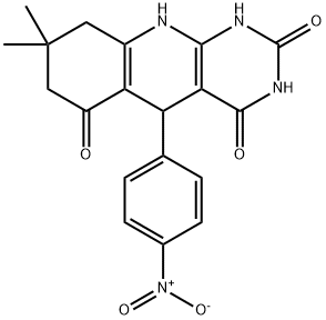 5-{4-nitrophenyl}-8,8-dimethyl-5,8,9,10-tetrahydropyrimido[4,5-b]quinoline-2,4,6(1H,3H,7H)-trione 구조식 이미지