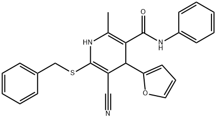 6-(benzylsulfanyl)-5-cyano-4-(2-furyl)-2-methyl-N-phenyl-1,4-dihydropyridine-3-carboxamide Structure