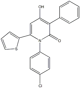 1-(4-chlorophenyl)-4-hydroxy-3-phenyl-6-(2-thienyl)-2(1H)-pyridinone Structure