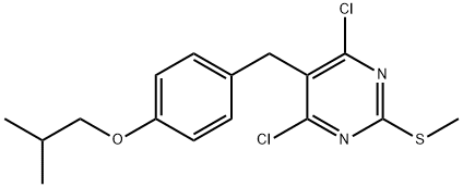 4,6-dichloro-5-({4-[(2-methylpropyl)oxy]phenyl}methyl)-2-(methylsulfanyl)pyrimidine Structure