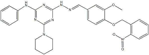 4-({2-nitrobenzyl}oxy)-3-methoxybenzaldehyde [4-anilino-6-(1-piperidinyl)-1,3,5-triazin-2-yl]hydrazone Structure