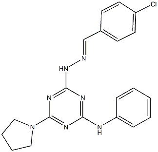 4-chlorobenzaldehyde [4-anilino-6-(1-pyrrolidinyl)-1,3,5-triazin-2-yl]hydrazone Structure