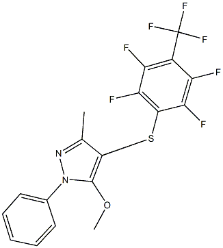 5-methoxy-3-methyl-1-phenyl-4-{[2,3,5,6-tetrafluoro-4-(trifluoromethyl)phenyl]sulfanyl}-1H-pyrazole Structure