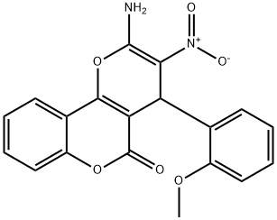 2-amino-3-nitro-4-(2-methoxyphenyl)-4H,5H-pyrano[3,2-c]chromen-5-one Structure