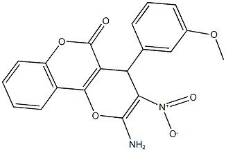 2-amino-3-nitro-4-(3-methoxyphenyl)-4H,5H-pyrano[3,2-c]chromen-5-one Structure