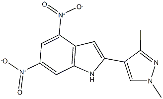 2-(1,3-dimethyl-1H-pyrazol-4-yl)-4,6-dinitro-1H-indole 구조식 이미지