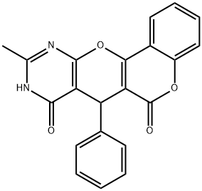 10-methyl-7-phenyl-7,9-dihydro-6H,8H-chromeno[3',4':5,6]pyrano[2,3-d]pyrimidine-6,8-dione Structure