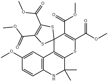 tetramethyl 9-methoxy-5,5-dimethyl-5,6-dihydrospiro(1H-thiopyrano[2,3-c]quinoline-1,2'-[1,3]-dithiole)-2,3,4',5'-tetracarboxylate Structure