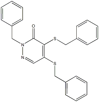 2-benzyl-4,5-bis(benzylsulfanyl)-3(2H)-pyridazinone Structure