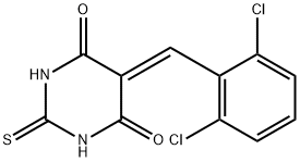 5-(2,6-dichlorobenzylidene)-2-thioxodihydro-4,6(1H,5H)-pyrimidinedione Structure