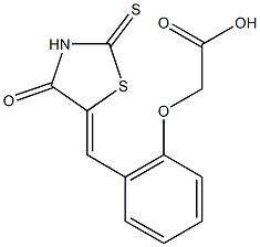 {2-[(4-oxo-2-thioxo-1,3-thiazolidin-5-ylidene)methyl]phenoxy}acetic acid Structure