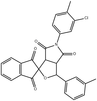5-(3-chloro-4-methylphenyl)-1-(3-methylphenyl)-3a,6a-dihydrosprio[1H-furo[3,4-c]pyrrole-3,2'-(1'H)-indene]-1',3',4,6(2'H,3H,5H)-tetrone 구조식 이미지